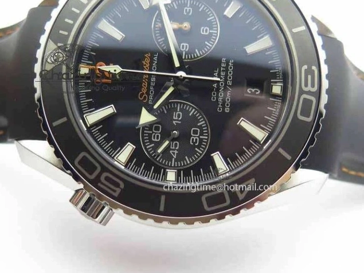 0131 Planet Ocean Master Chrono 45mm SS OM 1:1 Best Edition Black Dial Orange 12 On Rubber Strap A Durable 8169